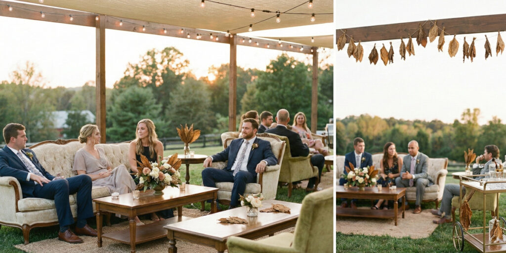 Tabakblätter als Eventdeko